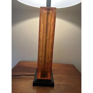 Orange lucite table lamp-MCM.